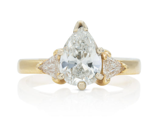 Vintage 1980s 1.30 Carat Pear Shaped Diamond Engagement Ring