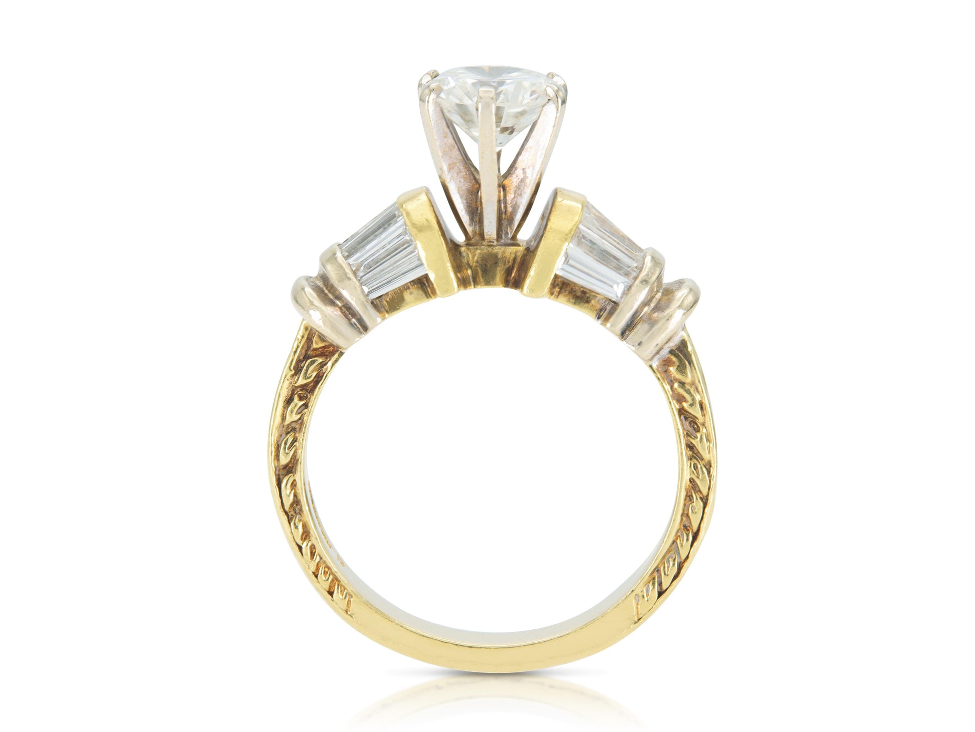 Vintage 1980s 1.25 Carat Round Cut Diamond Engagement Ring