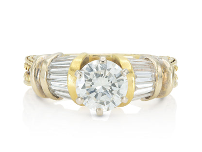 Vintage 1980s 1.25 Carat Round Cut Diamond Engagement Ring