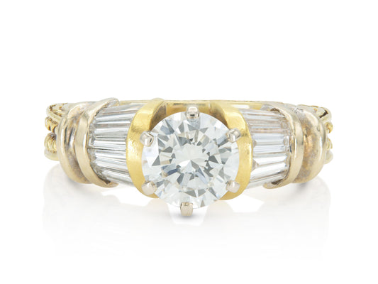 Vintage 1980s 1.25 Carat Round Cut Diamond Engagement Ring