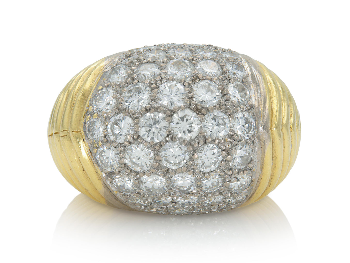 Vintage 1980s Trio Domed Cocktail Ring with Diamonds