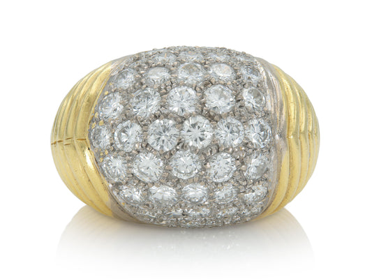 Vintage 1980s Trio Domed Cocktail Ring with Diamonds