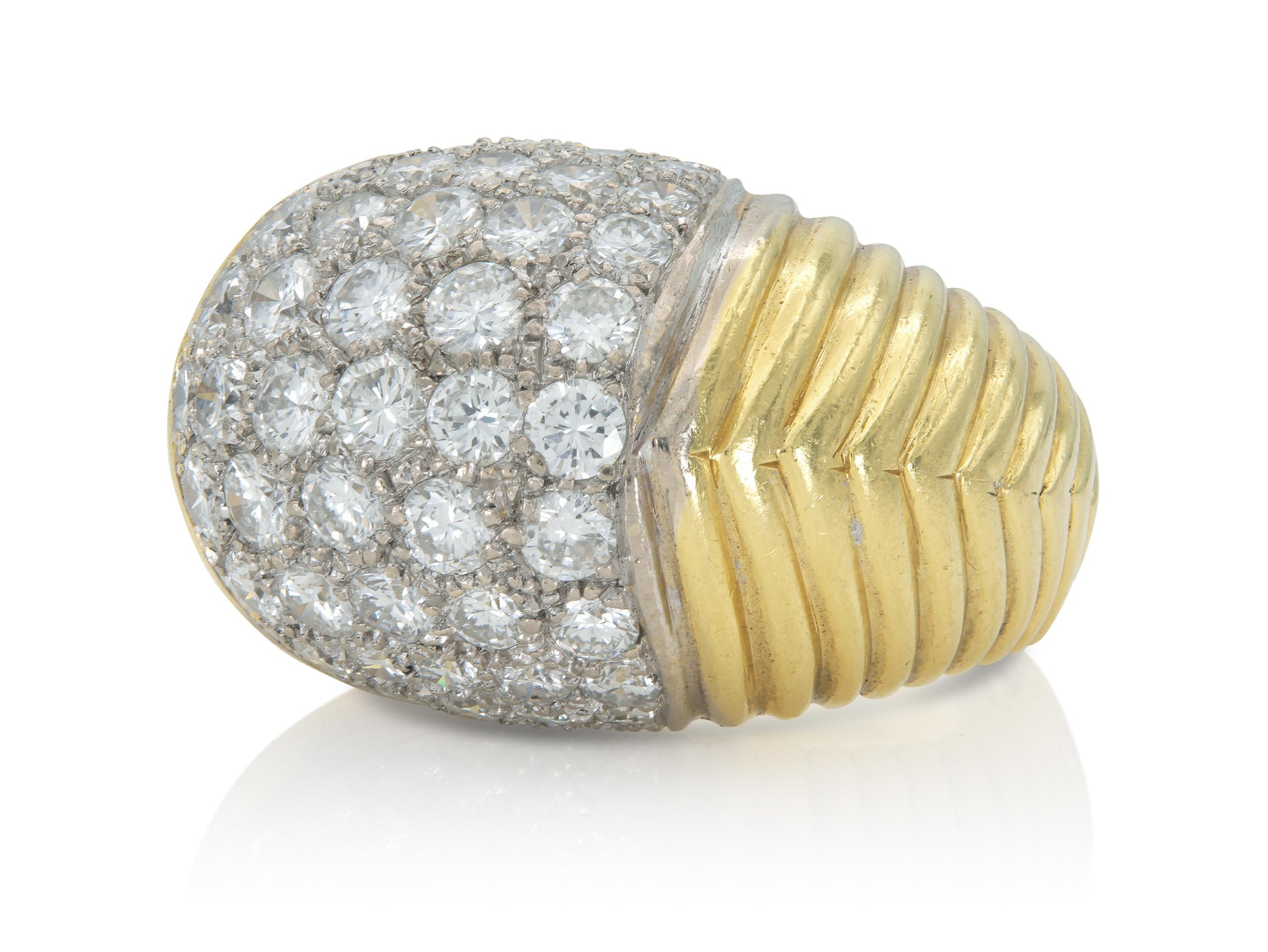 Vintage 1980s Trio Domed Cocktail Ring with Diamonds