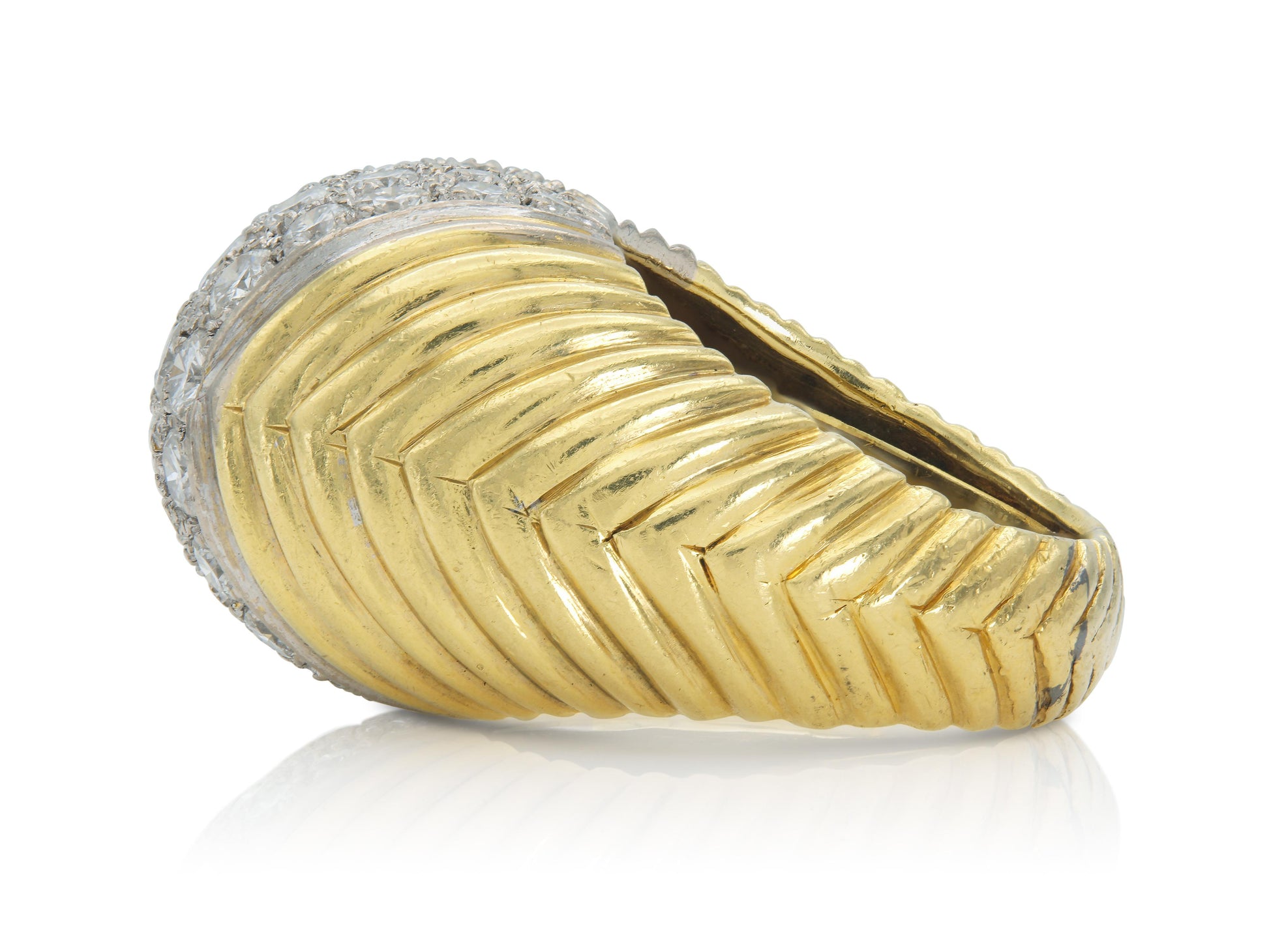 Vintage 1980s Trio Domed Cocktail Ring with Diamonds