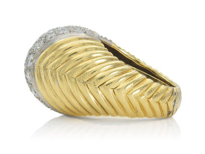Vintage 1980s Trio Domed Cocktail Ring with Diamonds