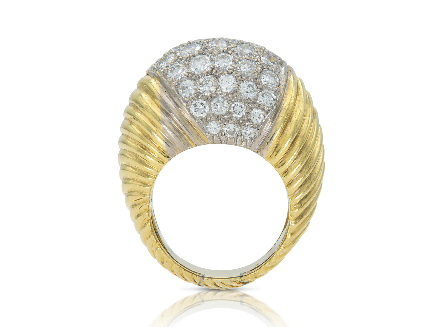 Vintage 1980s Trio Domed Cocktail Ring with Diamonds