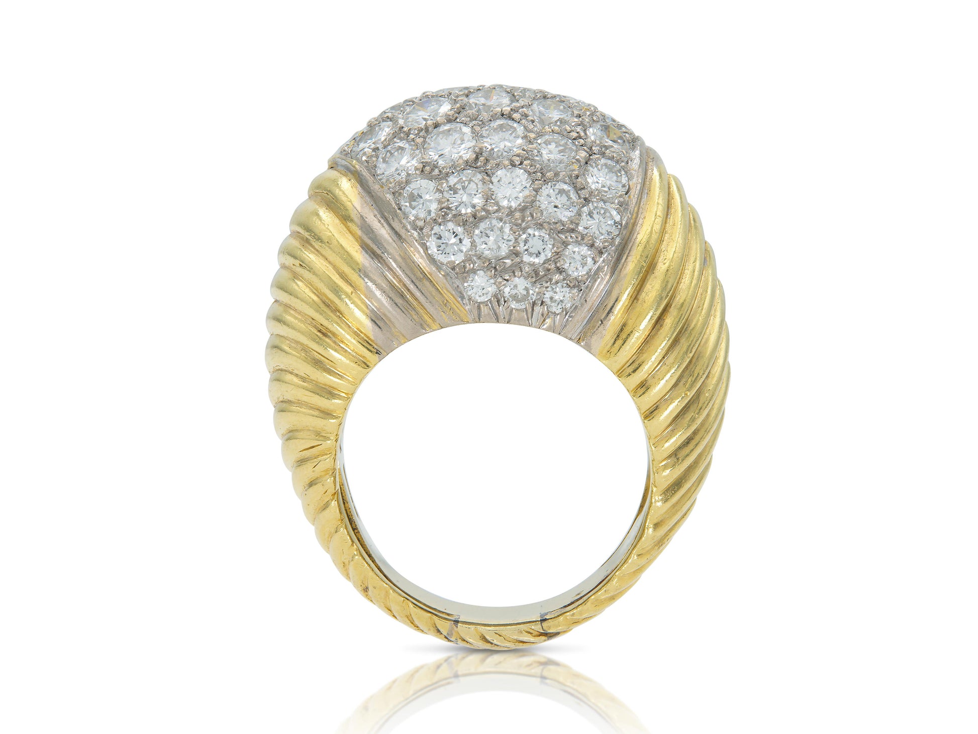 Vintage 1980s Trio Domed Cocktail Ring with Diamonds