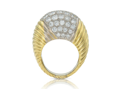 Vintage 1980s Trio Domed Cocktail Ring with Diamonds