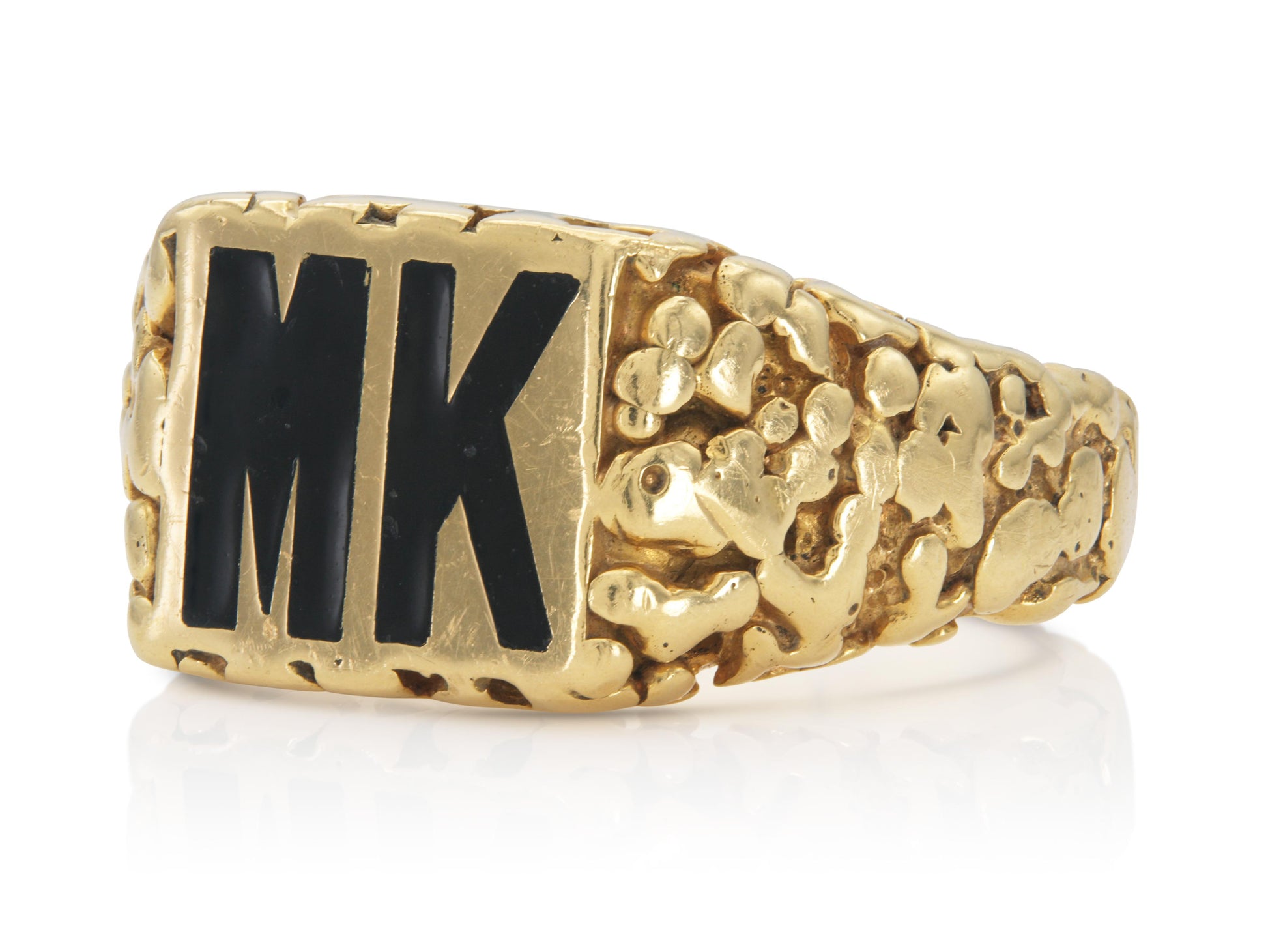 Vintage 1960s David Webb Gold and Enamel Initial Ring