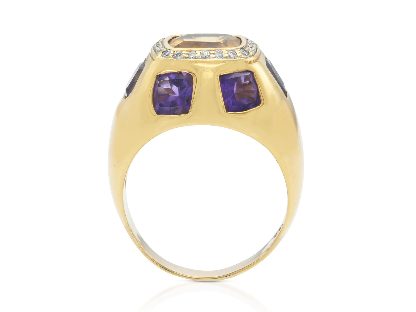 Citrine, Amethyst & Gold Ring with Diamonds