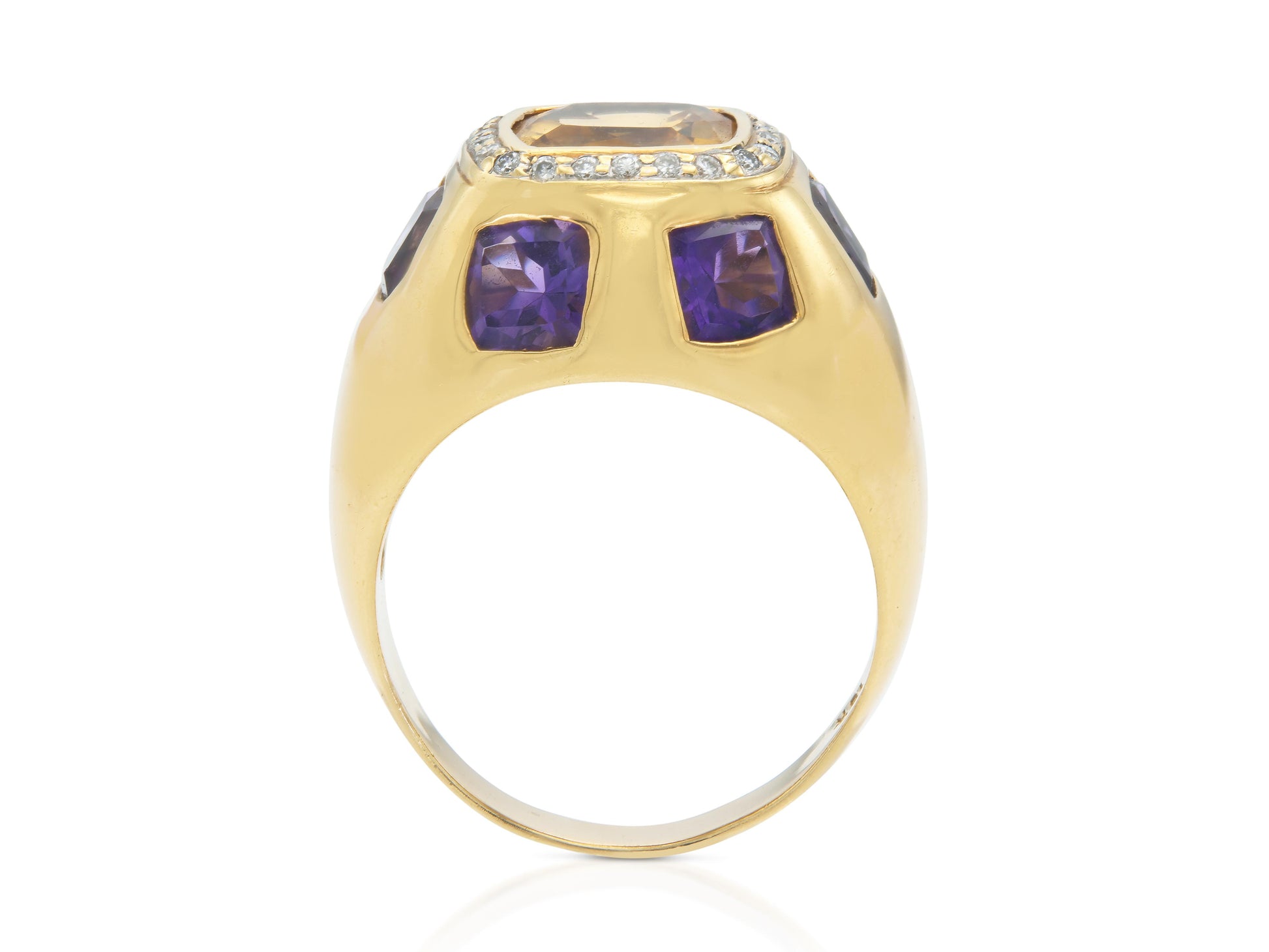 Citrine, Amethyst & Gold Ring with Diamonds