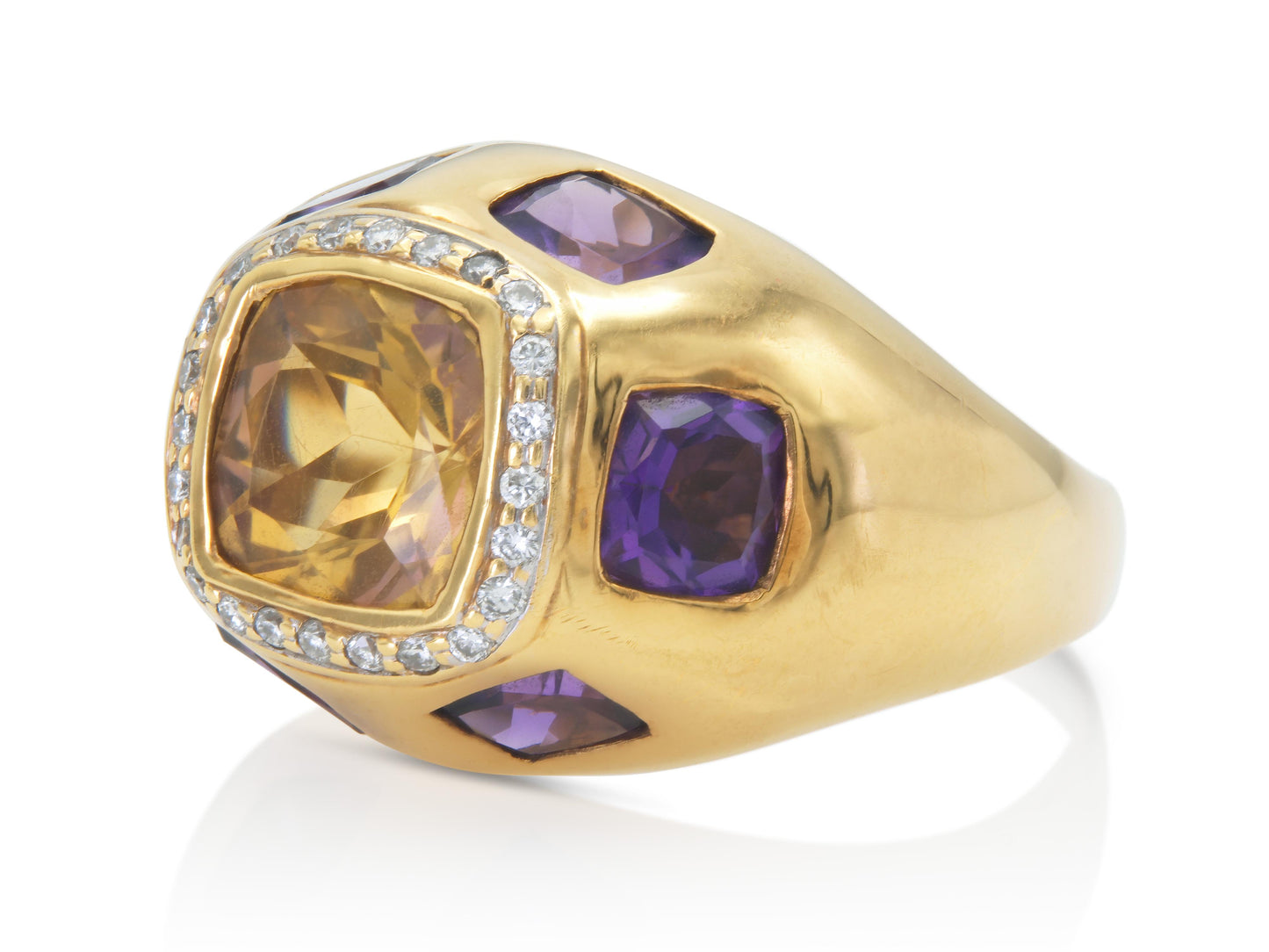 Citrine, Amethyst & Gold Ring with Diamonds