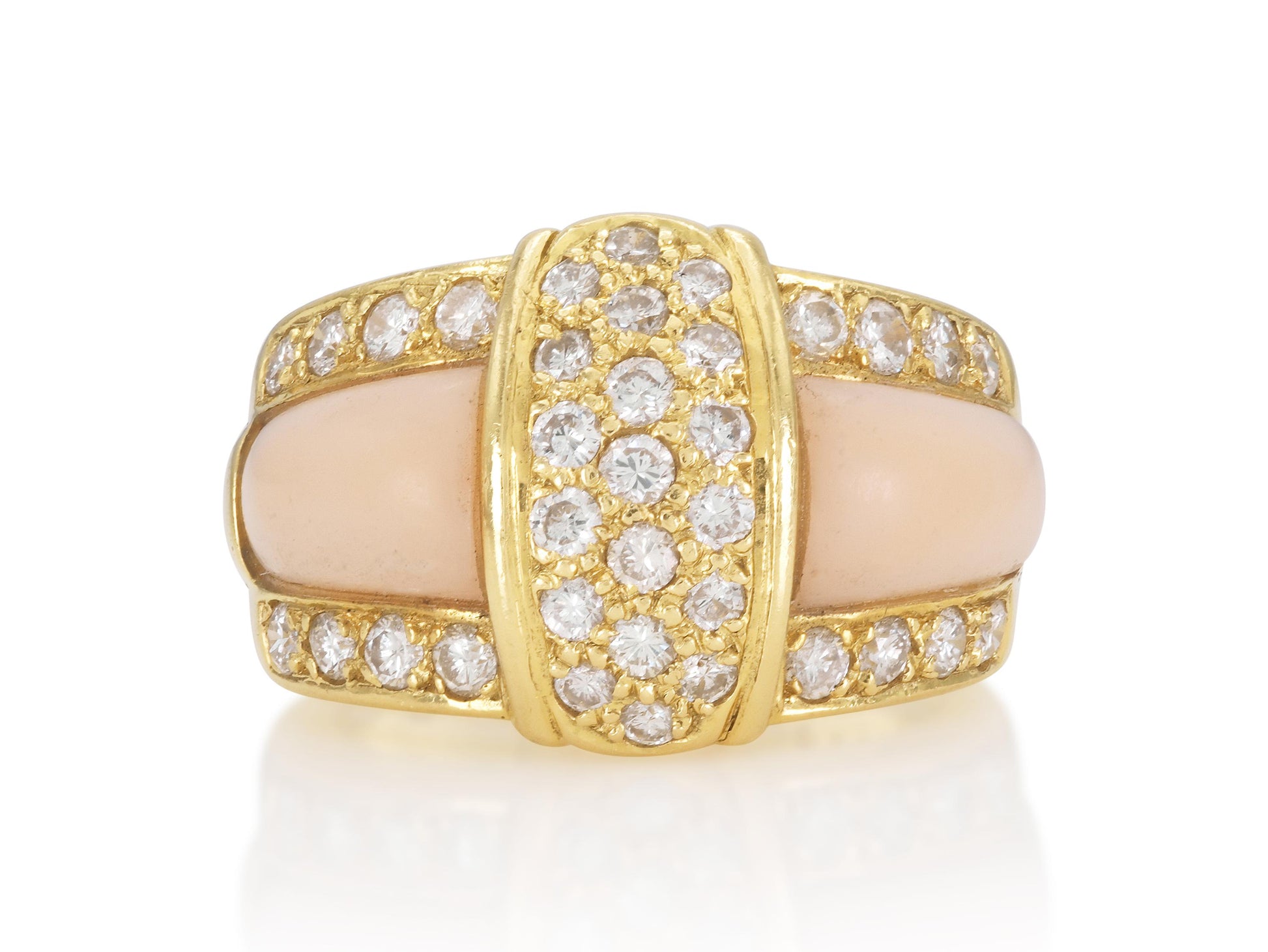 Vintage 1960s Van Cleef & Arpels Blush Coral and Diamond Ring