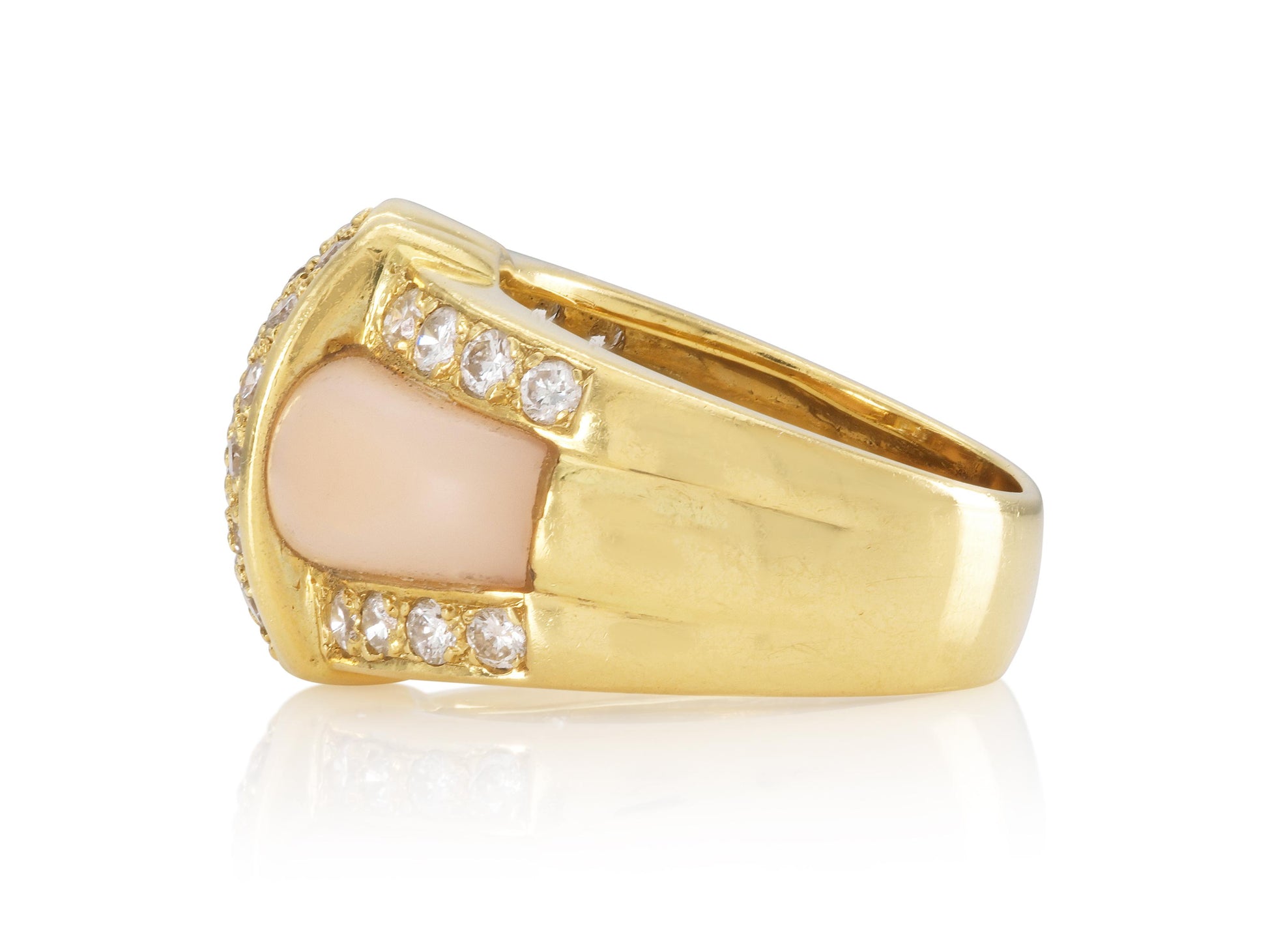 Vintage 1960s Van Cleef & Arpels Blush Coral and Diamond Ring