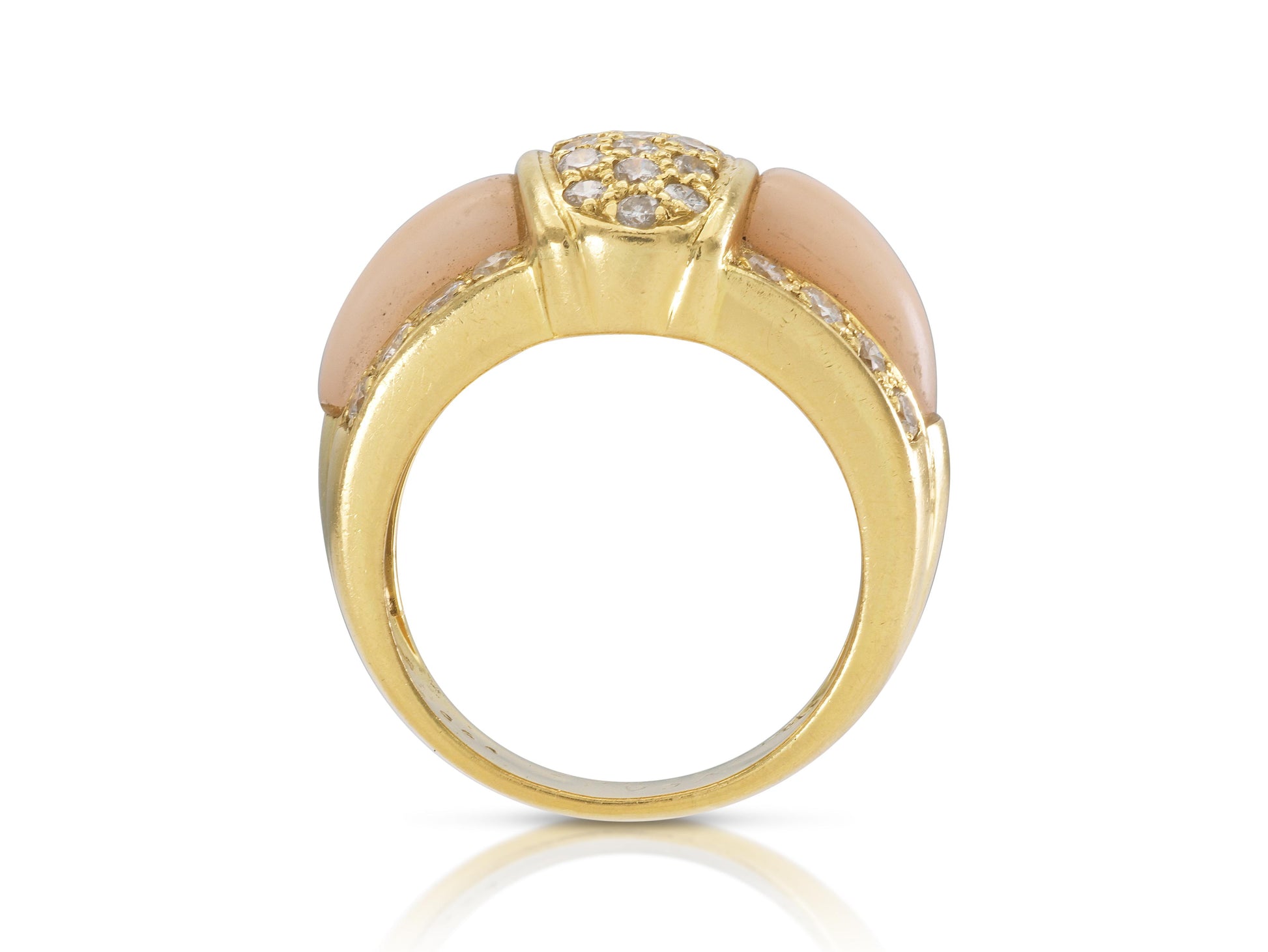 Vintage 1960s Van Cleef & Arpels Blush Coral and Diamond Ring