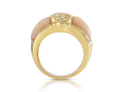 Vintage 1960s Van Cleef & Arpels Blush Coral and Diamond Ring