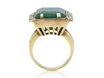 Vintage 1950s Emerald and Diamond Ring