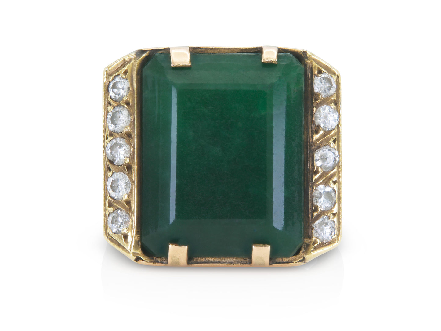 Vintage 1950s Emerald and Diamond Ring