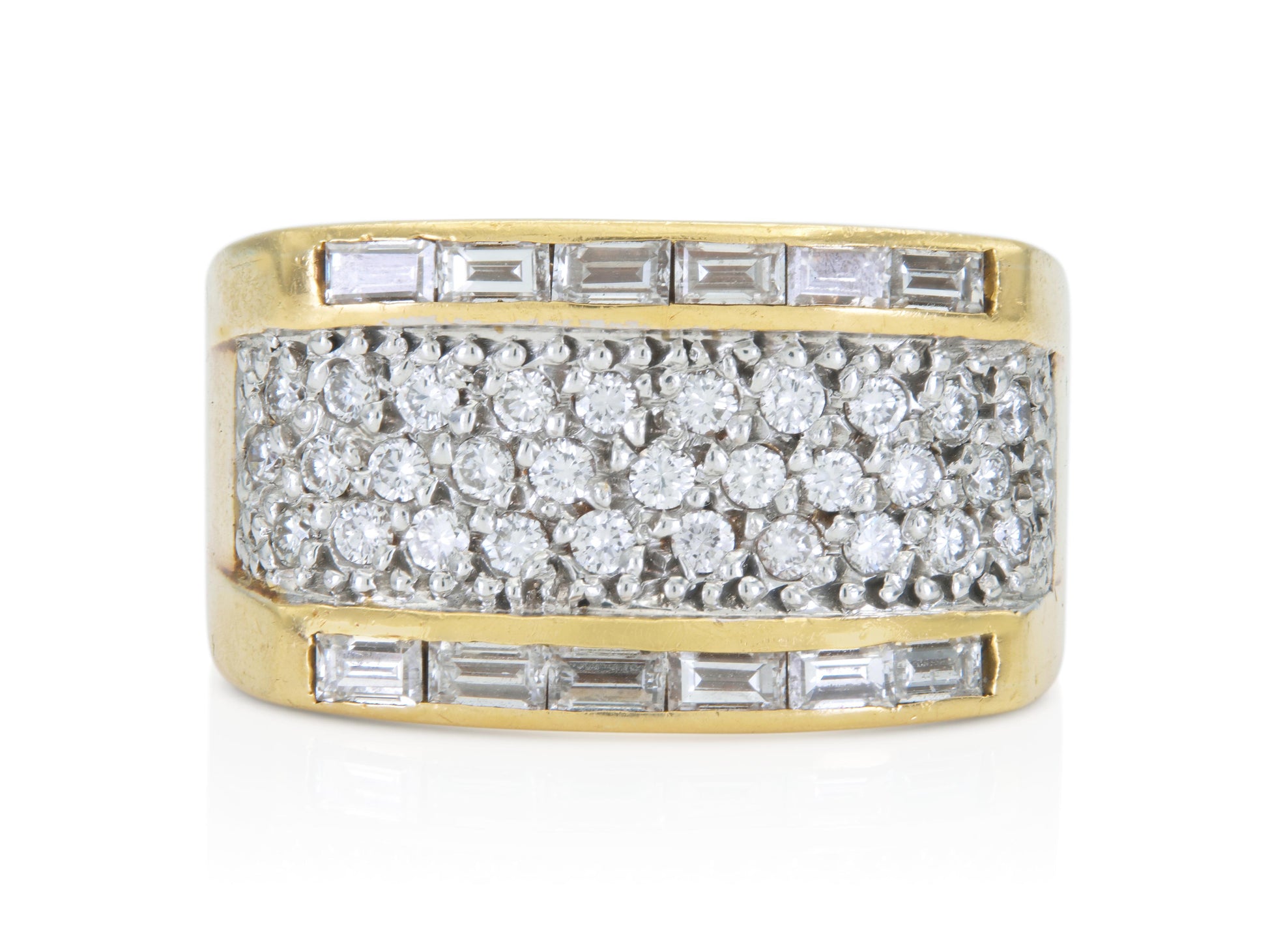 Vintage 1980s 2.50 Carat Diamonds Square Ring
