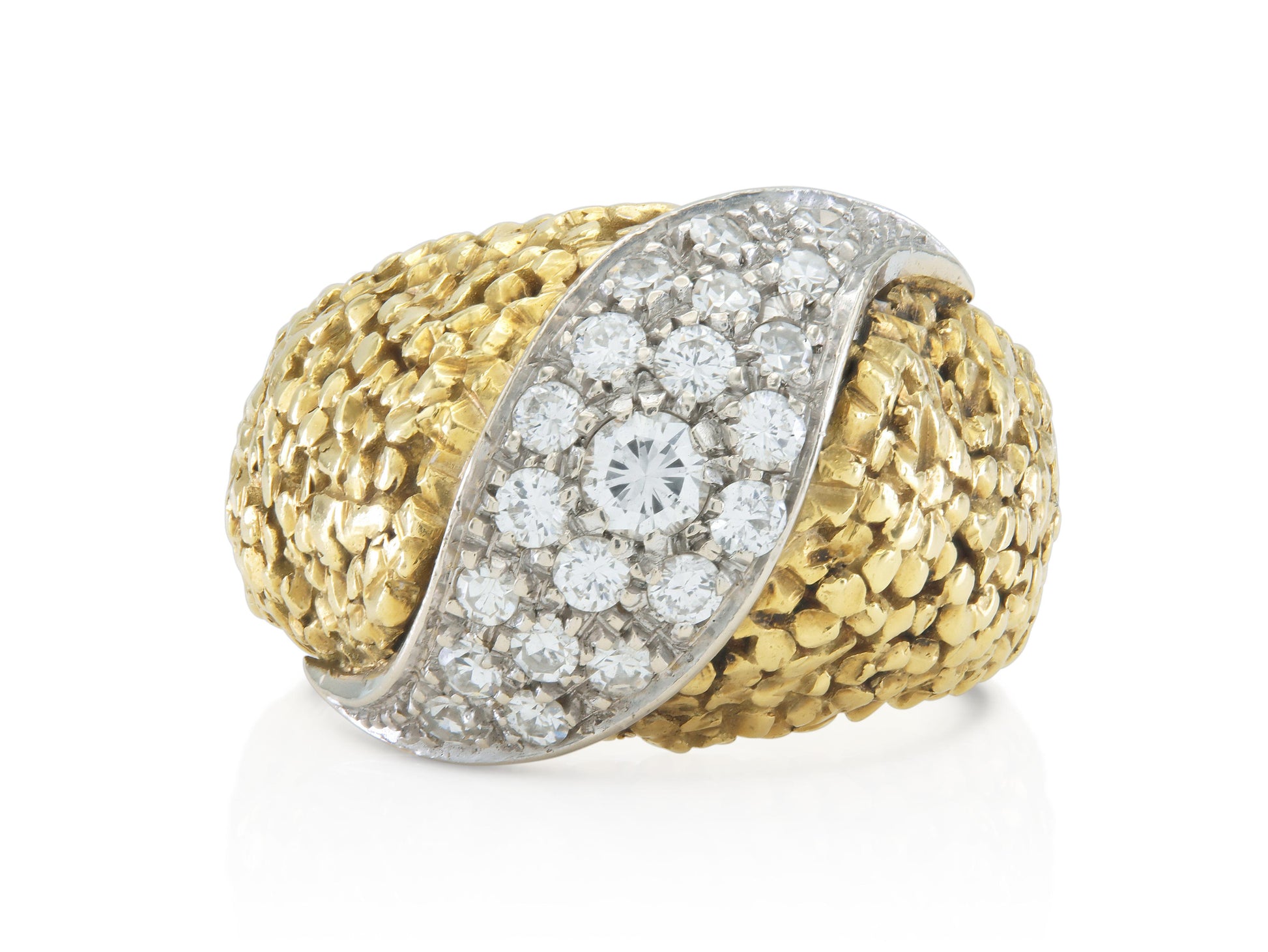 Vintage 1950s 1.10 Carat Diamonds Dome Ring