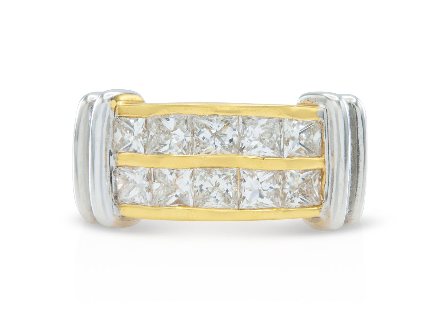 Vintage 1980s 2.00 Carat Princess Cut Diamonds Ring