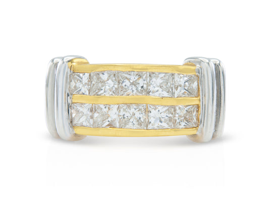 Vintage 1980s 2.00 Carat Princess Cut Diamonds Ring