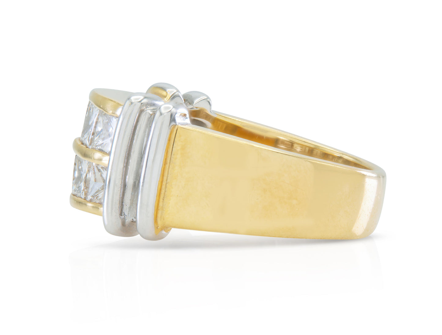 Vintage 1980s 2.00 Carat Princess Cut Diamonds Ring