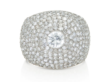Vintage 1950s 3.50 Carat Pave Diamond Domed Cocktail Ring