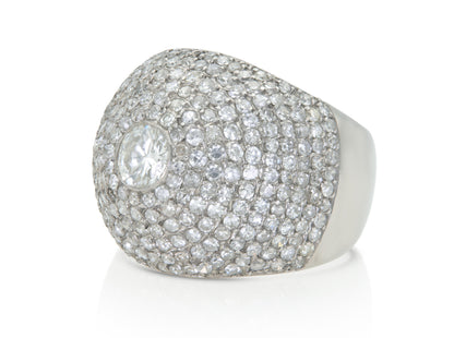 Vintage 1950s 3.50 Carat Pave Diamond Domed Cocktail Ring