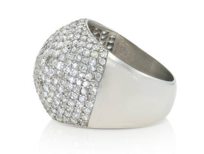Vintage 1950s 3.50 Carat Pave Diamond Domed Cocktail Ring