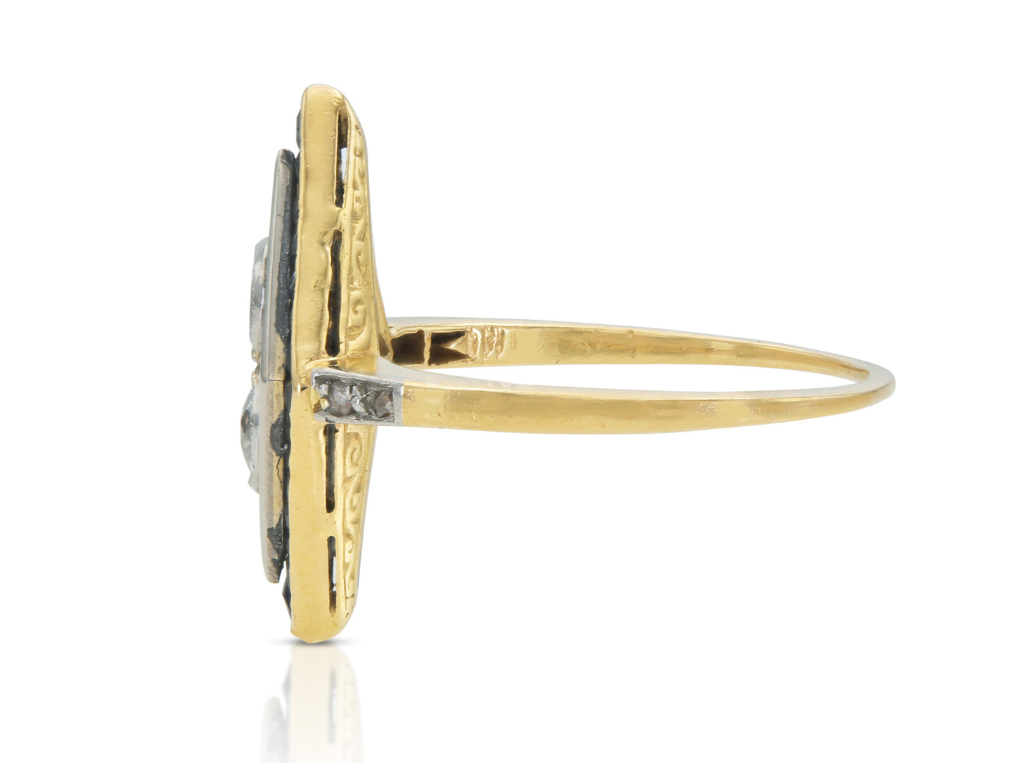Antique 1900s Edwardian 0.40 Carat Diamond Dinner Ring with Sapphires