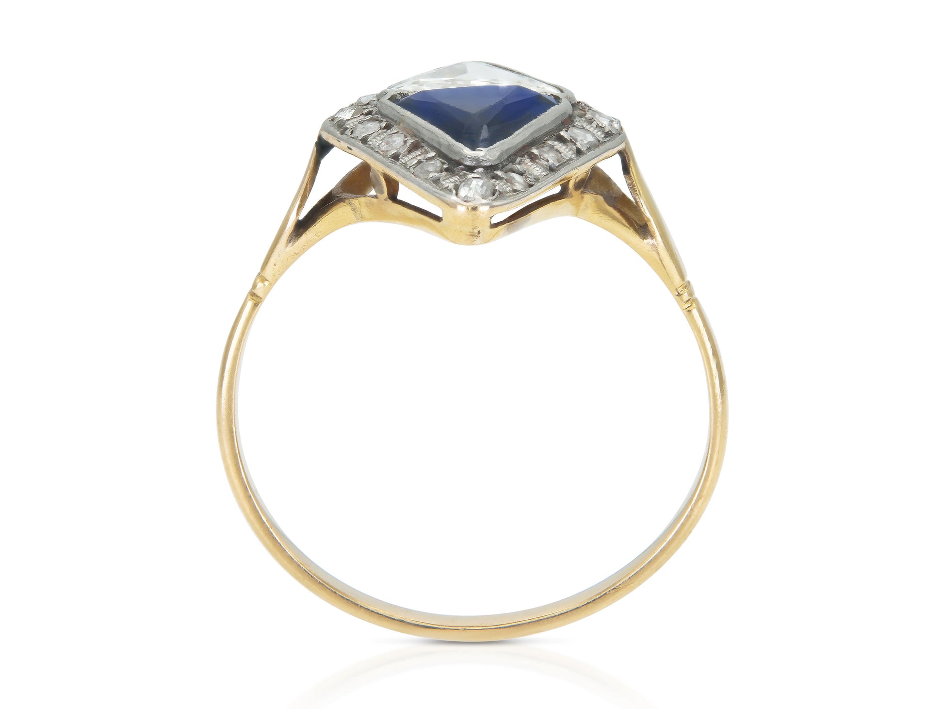 Antique Edwardian 1900s 1.00 Carat Diamond and 1.20 Carat Sapphire Ring