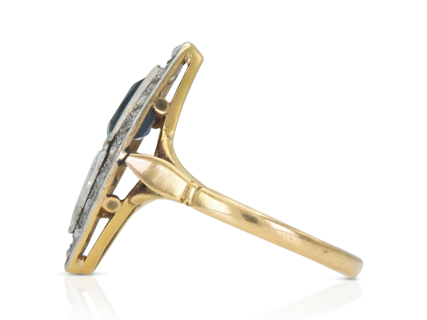 Antique Edwardian 1900s 1.00 Carat Diamond and 1.20 Carat Sapphire Ring