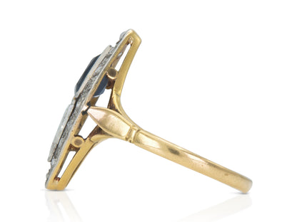 Antique Edwardian 1900s 1.00 Carat Diamond and 1.20 Carat Sapphire Ring