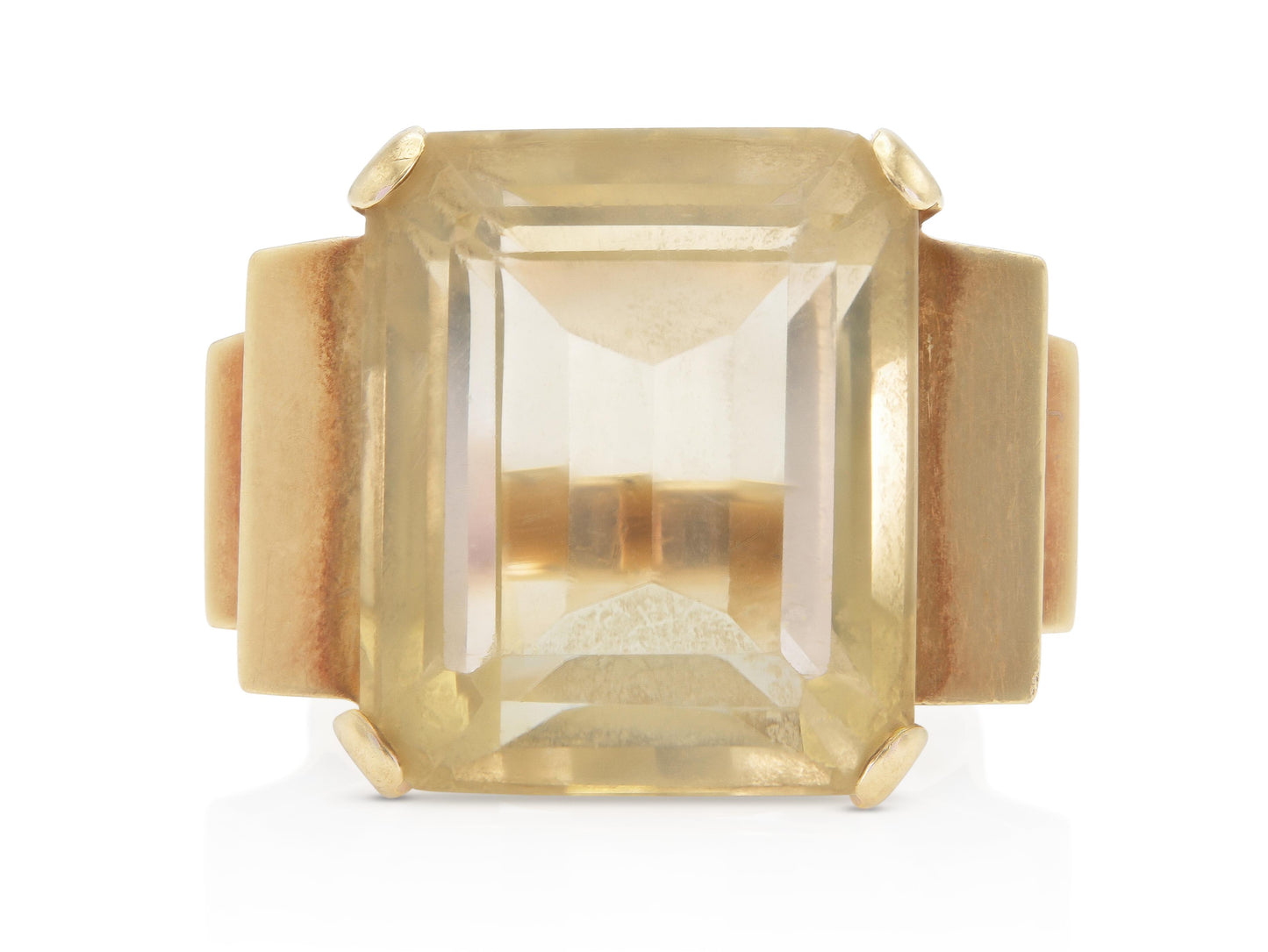 Vintage 1940s Retro 18.00 Carat Citrine Ring