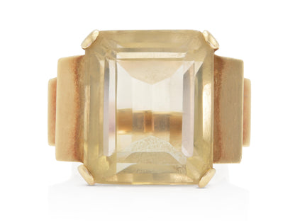 Vintage 1940s Retro 18.00 Carat Citrine Ring
