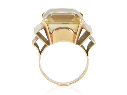 Vintage 1940s Retro 18.00 Carat Citrine Ring