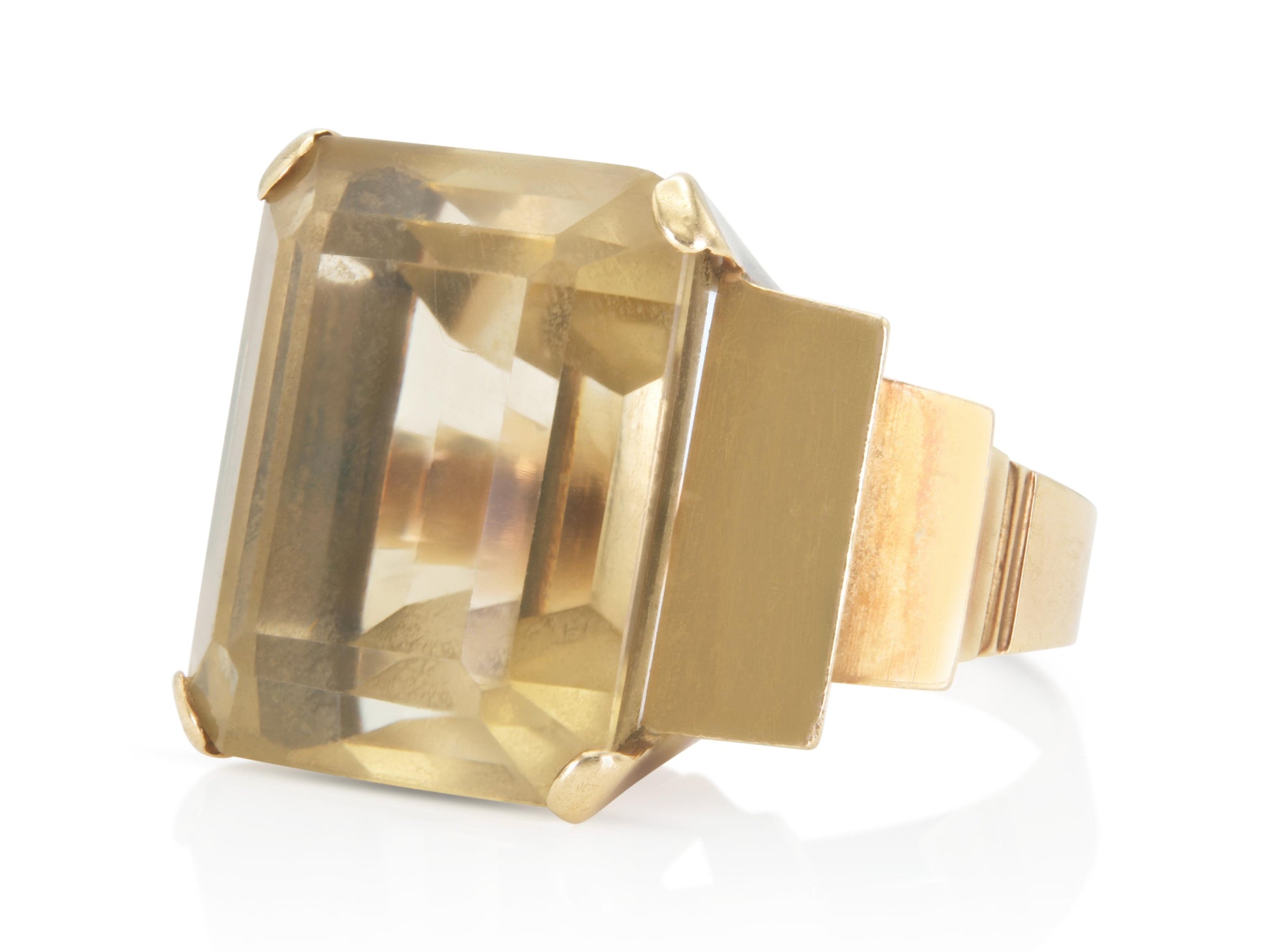 Vintage 1940s Retro 18.00 Carat Citrine Ring