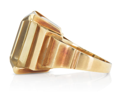 Vintage 1940s Retro 18.00 Carat Citrine Ring
