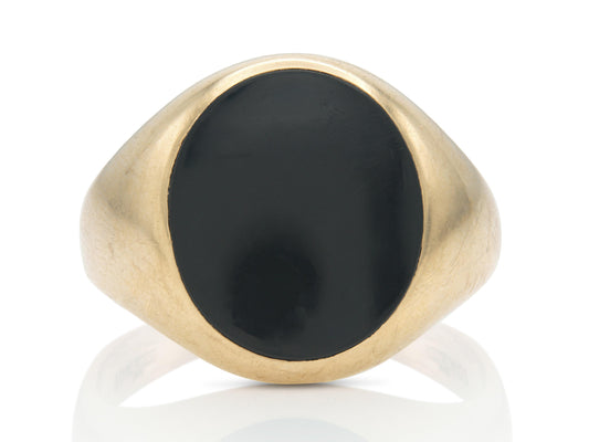 Vintage 1980s Black Onyx Signet Ring