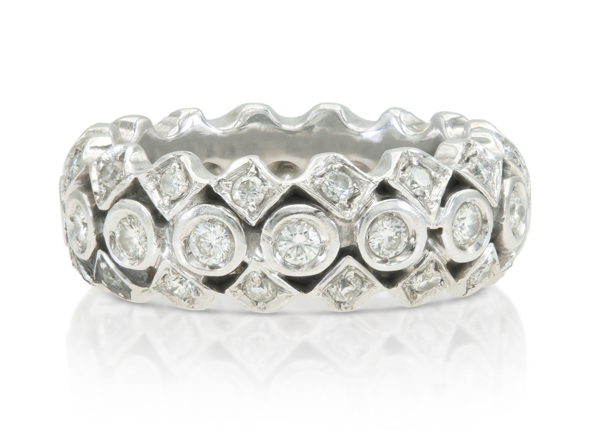 Vintage 1950s 1.60 Carat Diamond Bombe Band