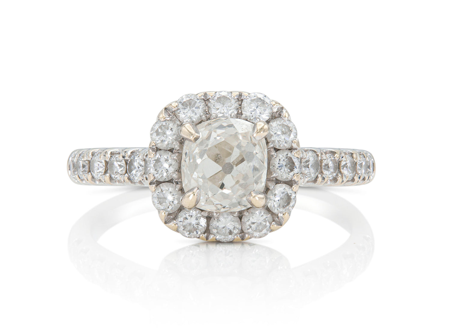 0.65 Carat Old Mine Cut Diamond Engagement Ring with A Halo