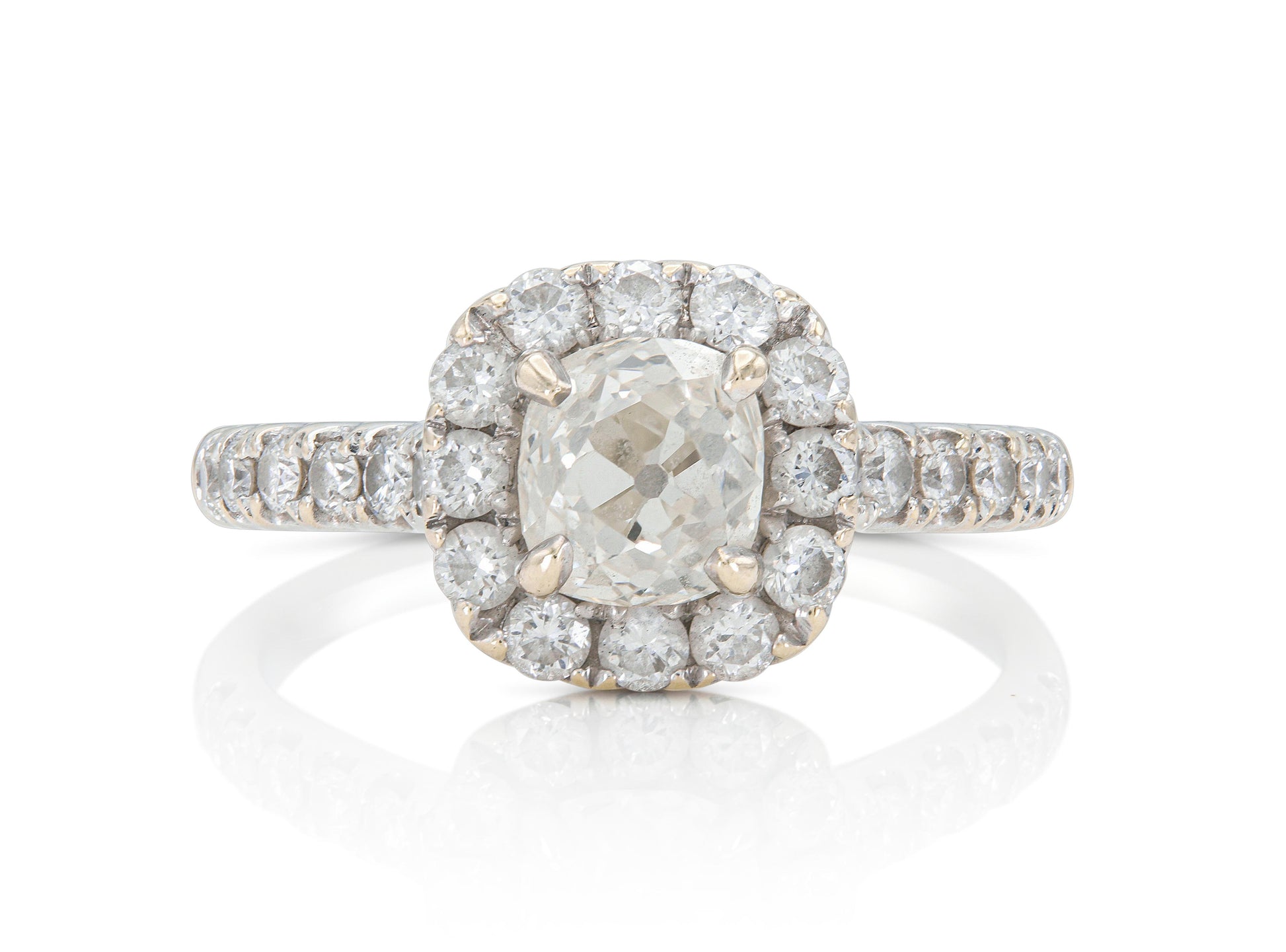 0.65 Carat Old Mine Cut Diamond Engagement Ring with A Halo