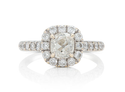 0.65 Carat Old Mine Cut Diamond Engagement Ring with A Halo