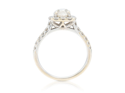 0.65 Carat Old Mine Cut Diamond Engagement Ring with A Halo
