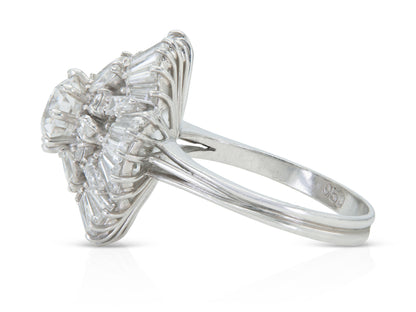 Vintage 1950s 5.80 Carat Diamond Flower Ring