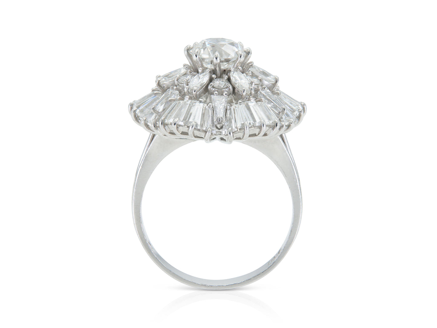 Vintage 1950s 5.80 Carat Diamond Flower Ring
