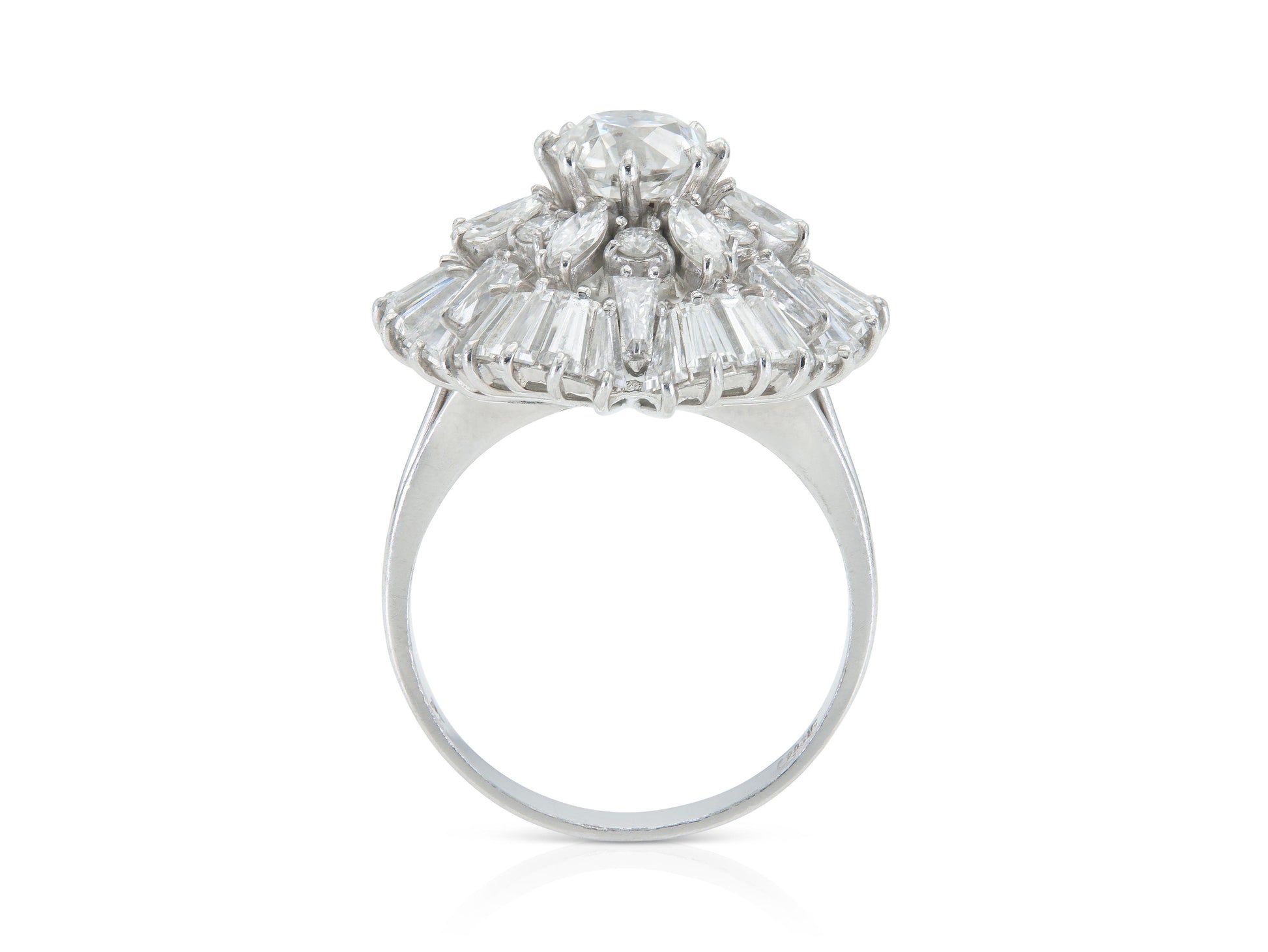 Vintage 1950s 5.80 Carat Diamond Flower Ring