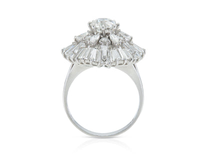 Vintage 1950s 5.80 Carat Diamond Flower Ring