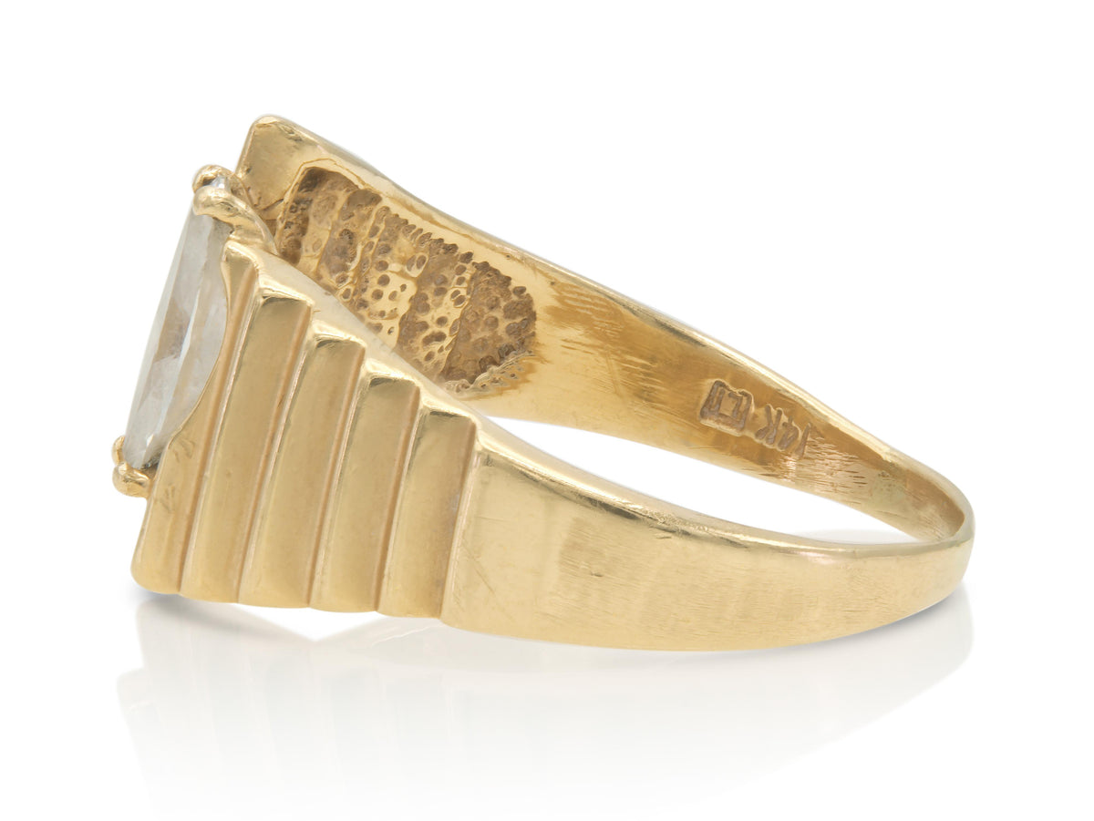 Vintage 1940s Retro 0.50 Carat Marquise Cut Diamond and Gold Ring